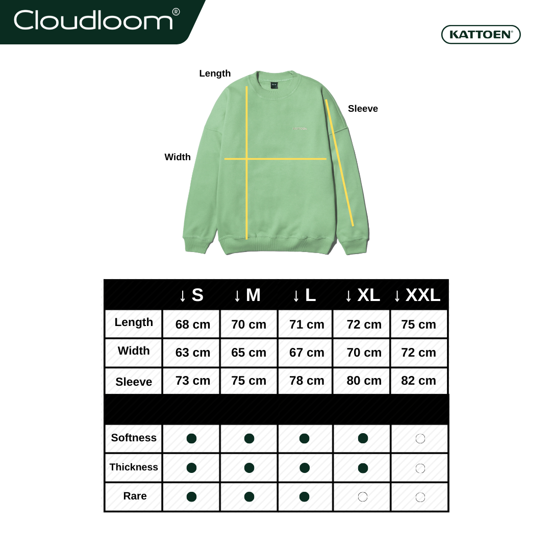 Kattoen - Cloudloom Crewneck Sweater Jade Green - Hijau Muda 280 Gsm