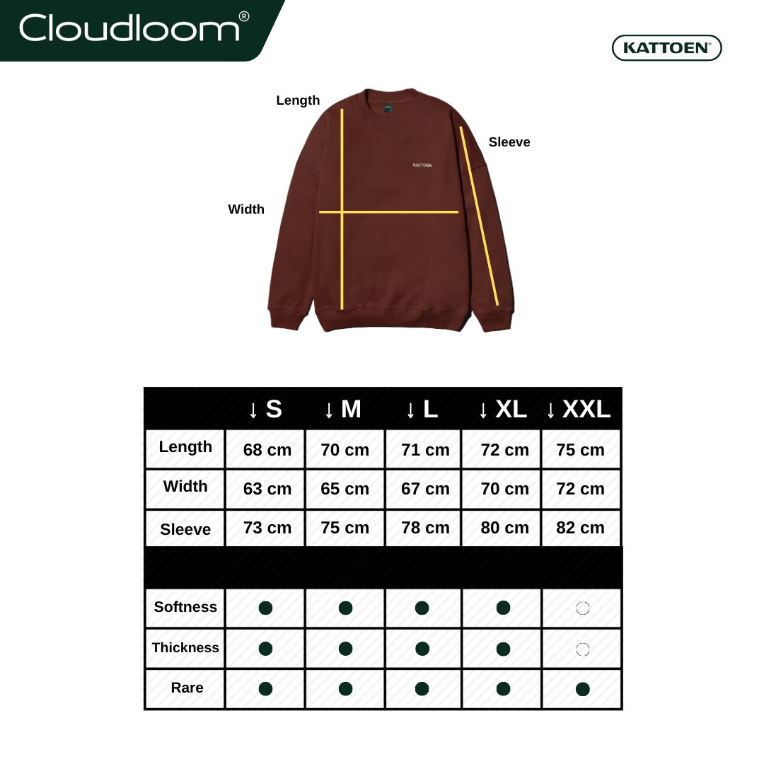 Kattoen - Cloudloom Crewneck Sweater Rosewood Red Brown - Merah Coklat Tua 280 Gsm