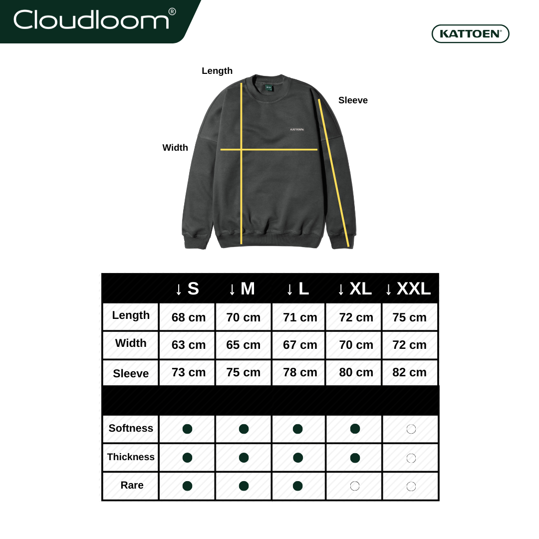 Kattoen - Cloudloom Crewneck Sweater Carbon Grey - Abu-abu Tua 280 Gsm
