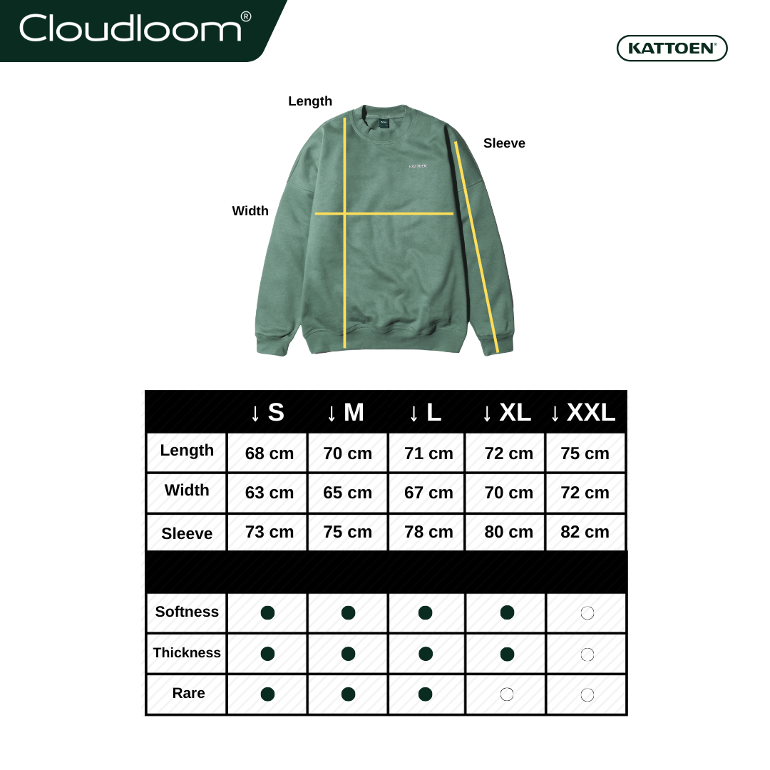 Kattoen - Cloudloom Crewneck Sweater Algae Green - Hijau Alga Tua 280 Gsm