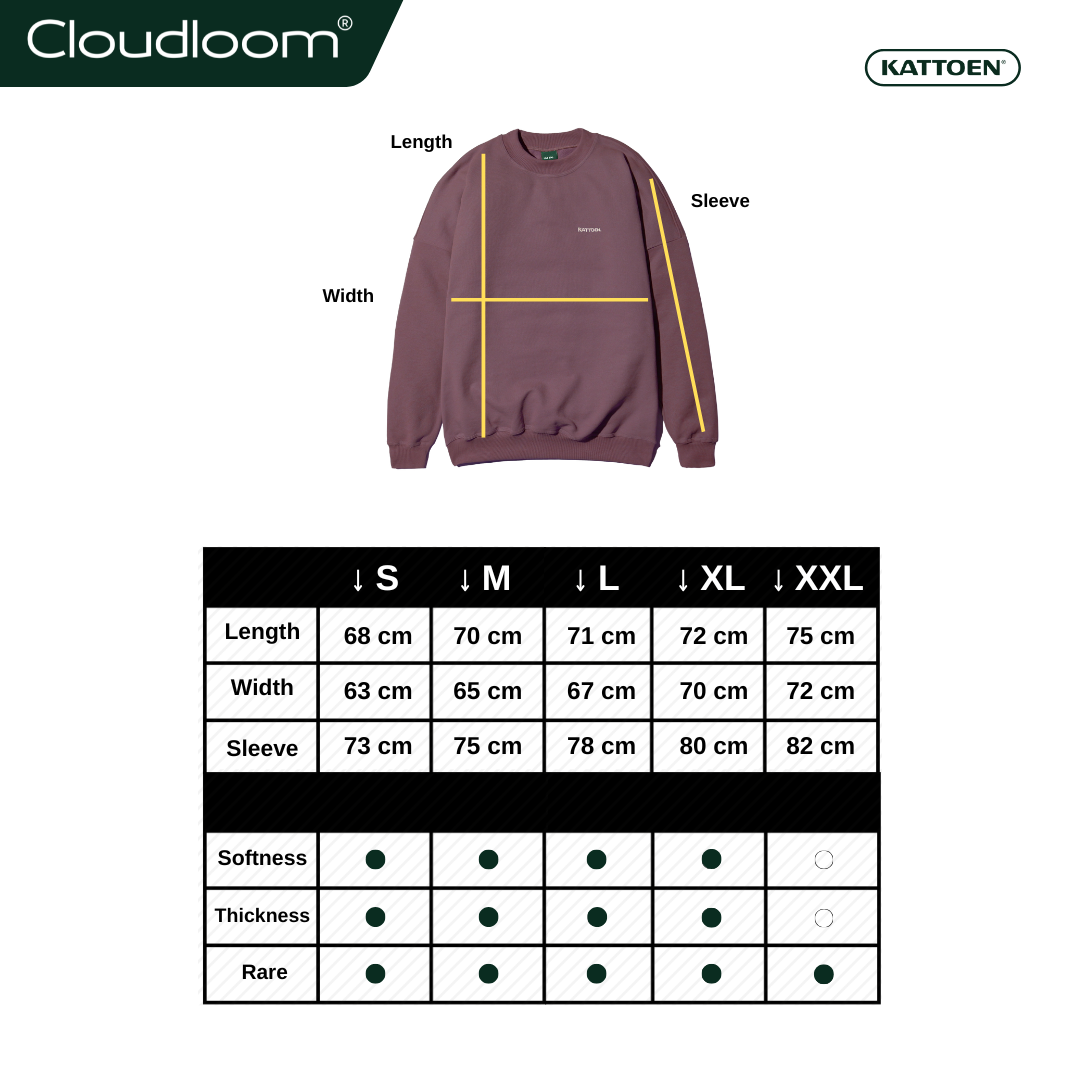 Kattoen - Cloudloom Crewneck Sweater Maven Purple Brown - Ungu Coklat Tua 280 Gsm