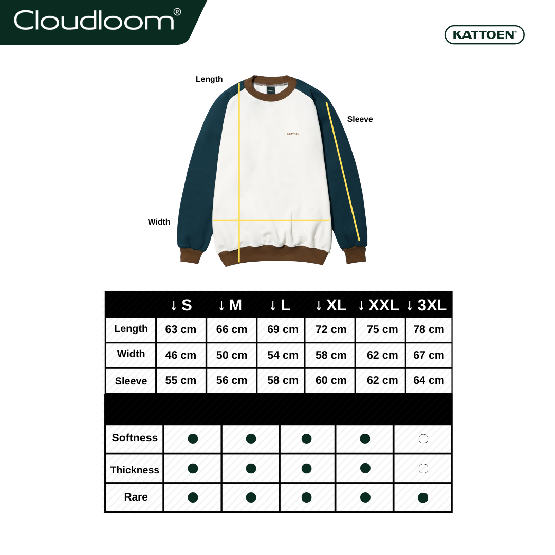 Kattoen - Cloudloom Crewneck Sweater Twotone Pine Cone 270 Gsm
