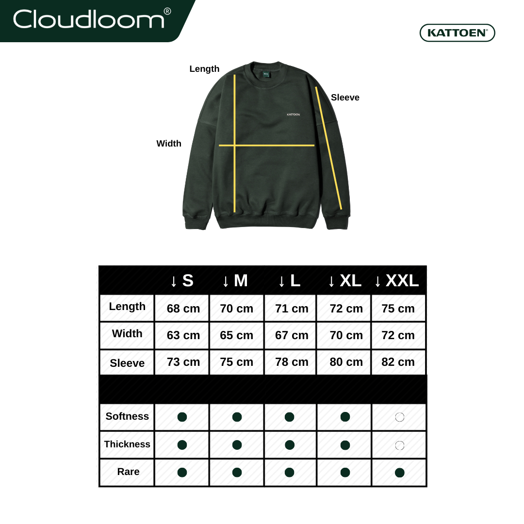 Kattoen - Cloudloom Crewneck Sweater Old Army Green - Hijau Army Tua 280 Gsm