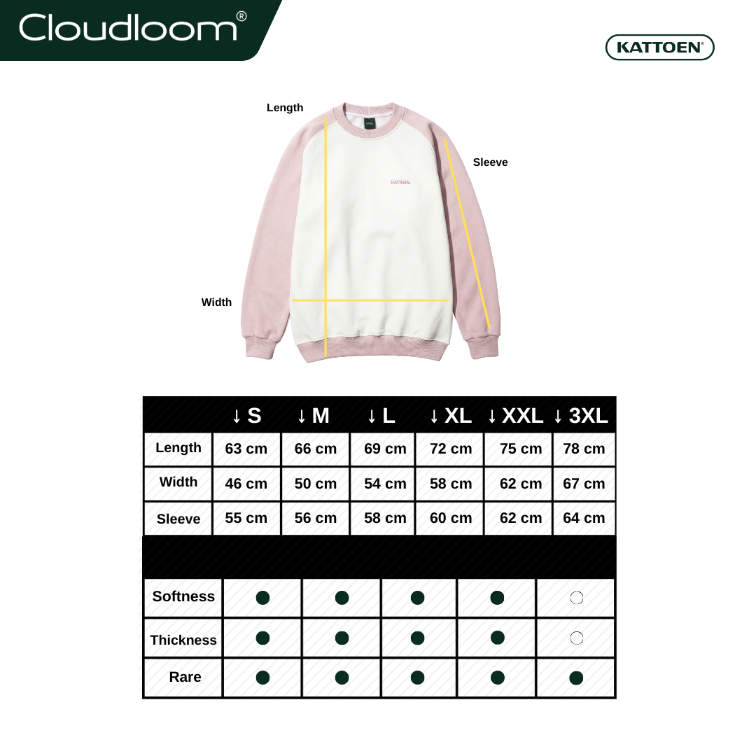 Kattoen - Crewneck Cloudloom Sweater Twotone Primrose cone 270 Gsm