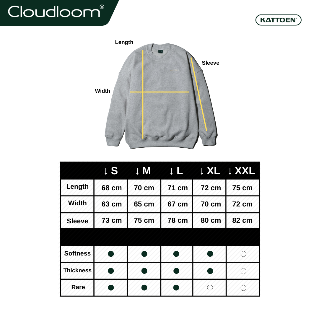 Kattoen - Cloudloom Crewneck Sweater Grey Misty - Abu-Abu Misty 280 Gsm