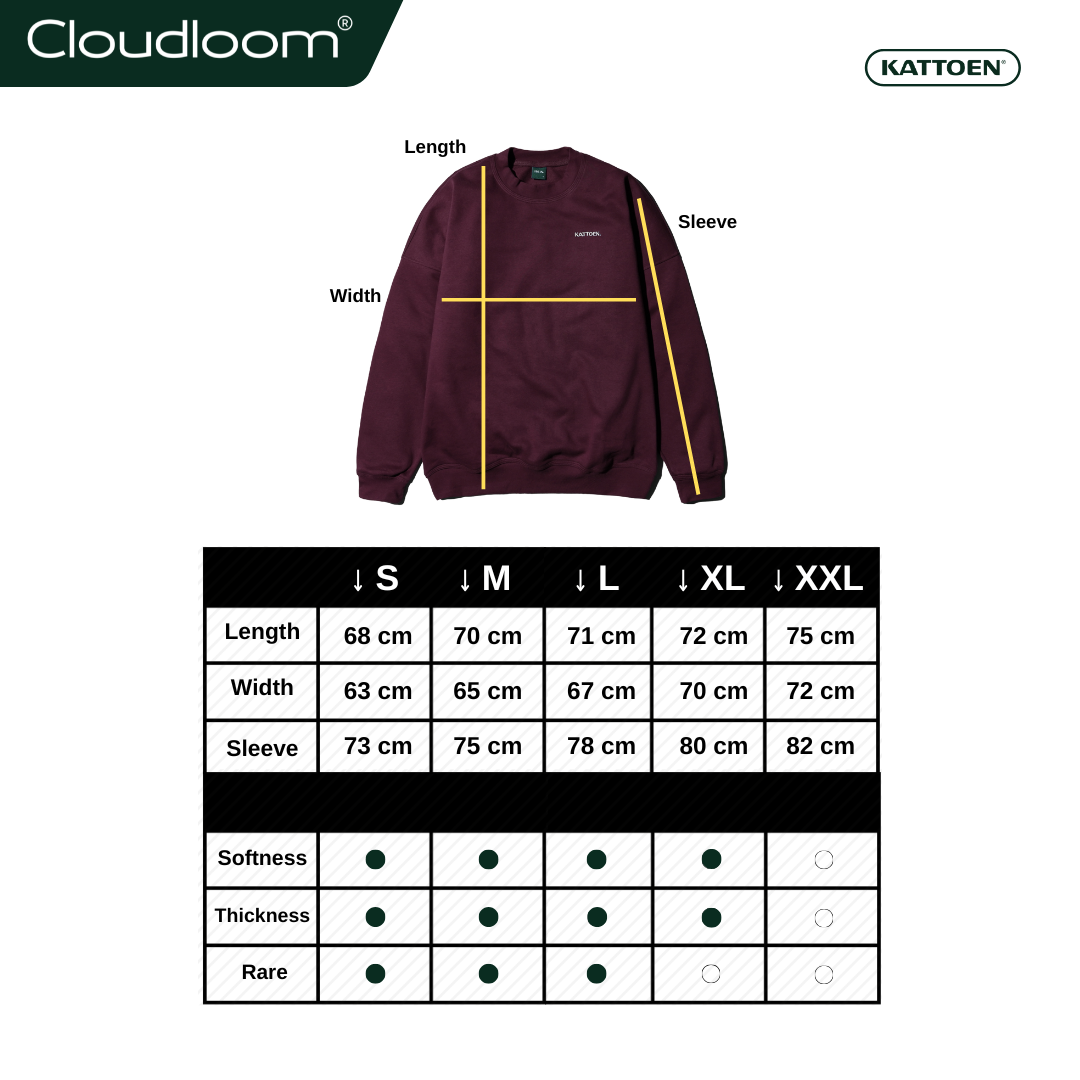 Kattoen - Cloudloom Crewneck Sweater Burgundy - Merah Maroon Tua 280 Gsm