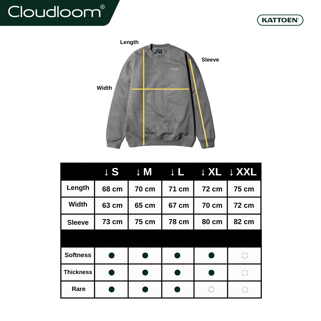 Kattoen - Cloudloom Crewneck Sweater Silva Grey - Abu-abu Muda 280 Gsm