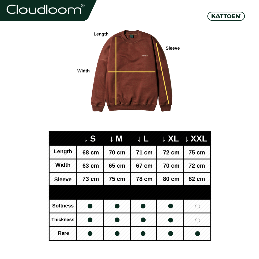 Kattoen - Cloudloom Crewneck Sweater Red Brick - Merah Bata 280 Gsm