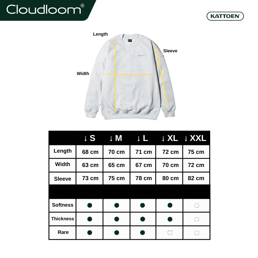 Kattoen - Cloudloom Crewneck Sweater White Mist - Putih Misty 280 Gsm
