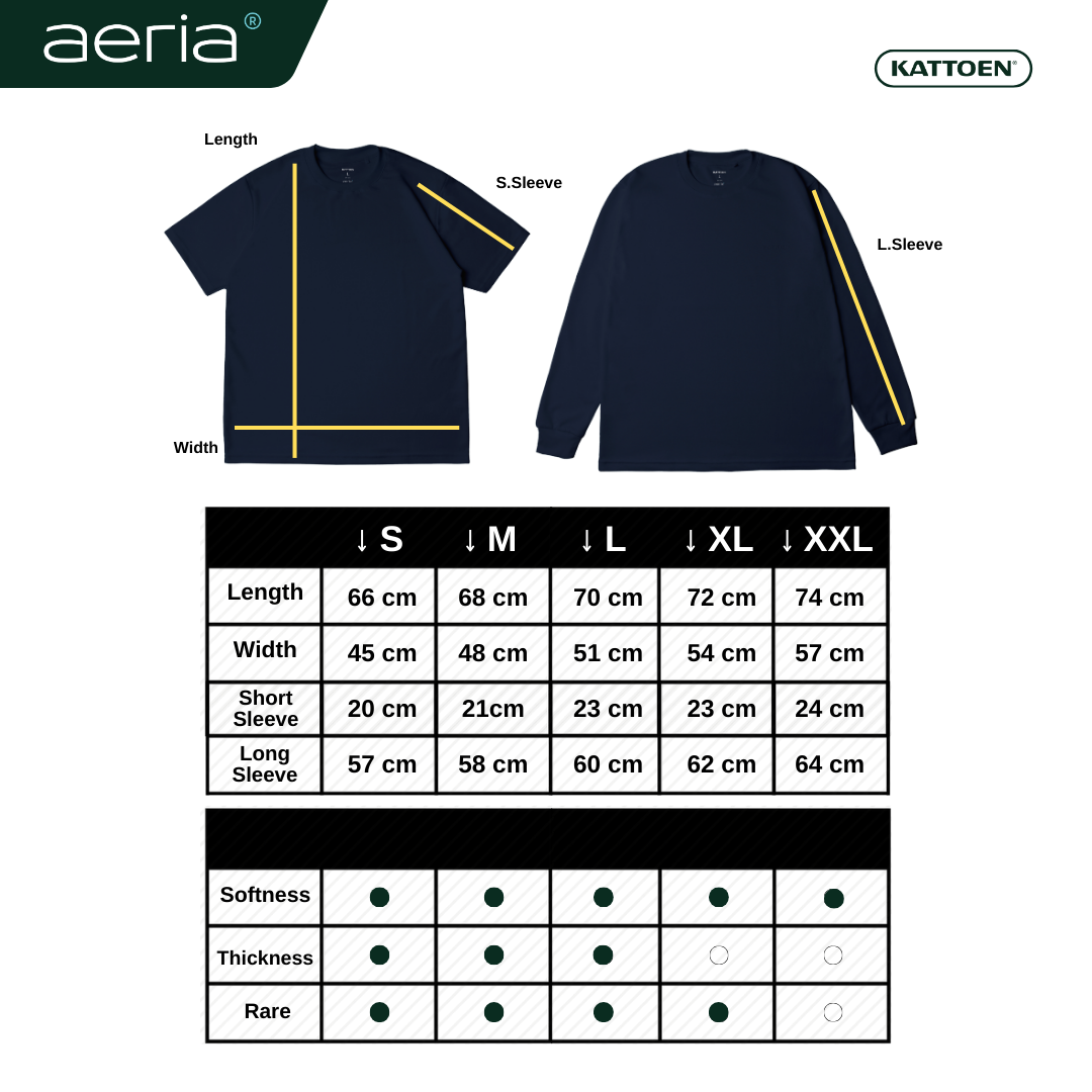 Kattoen - Aeria TShirt Navy Basic 185 Gsm