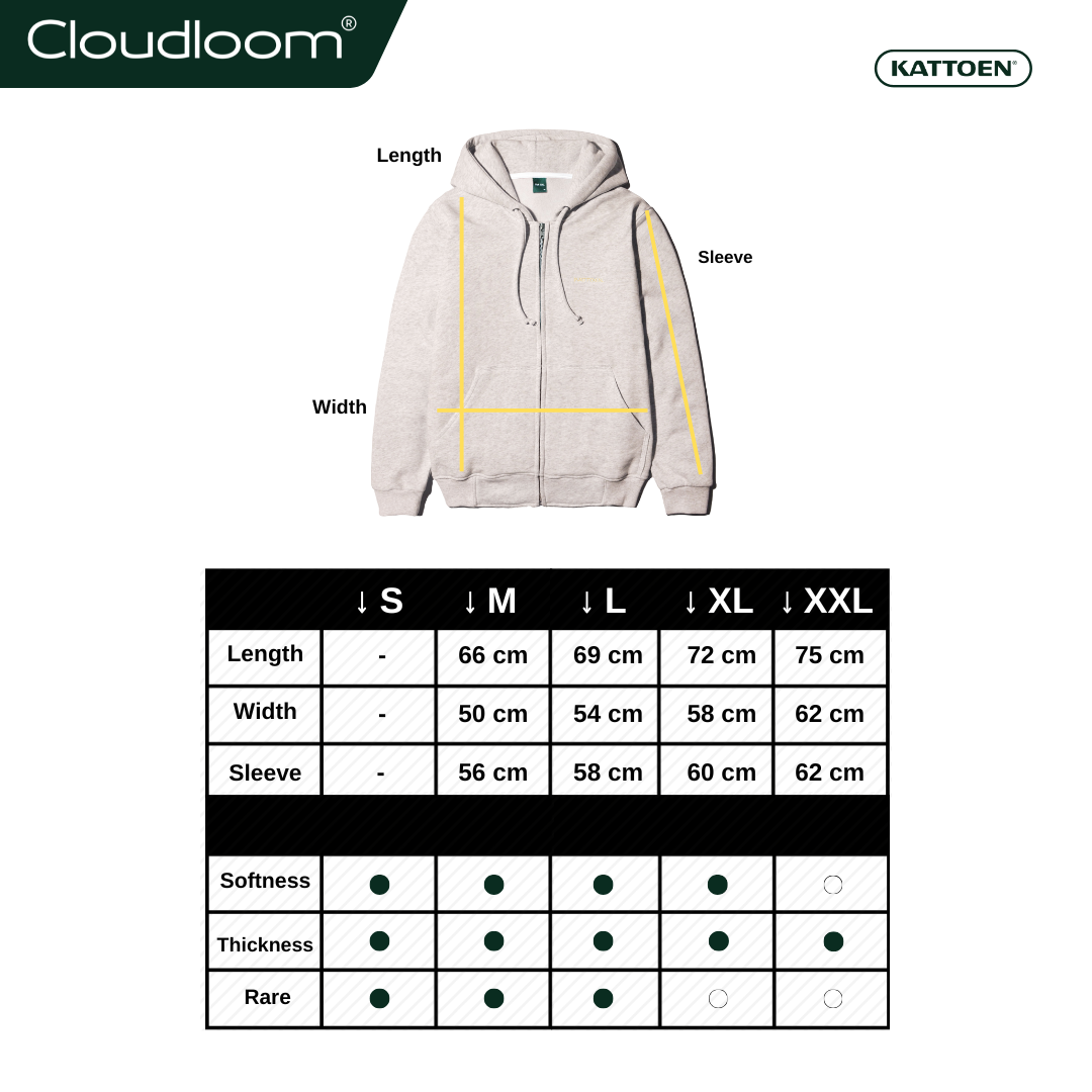 Kattoen - Cloudloom Jaket Jumper Hoodie Polos Lemon Mist - Putih Tulang Misty 280 Gsm
