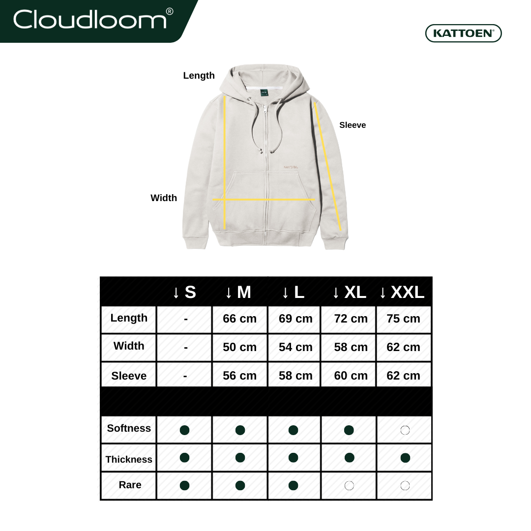 Kattoen - Cloudloom Jaket Jumper Hoodie Polos Bone White - Putih Tulang 270 Gsm
