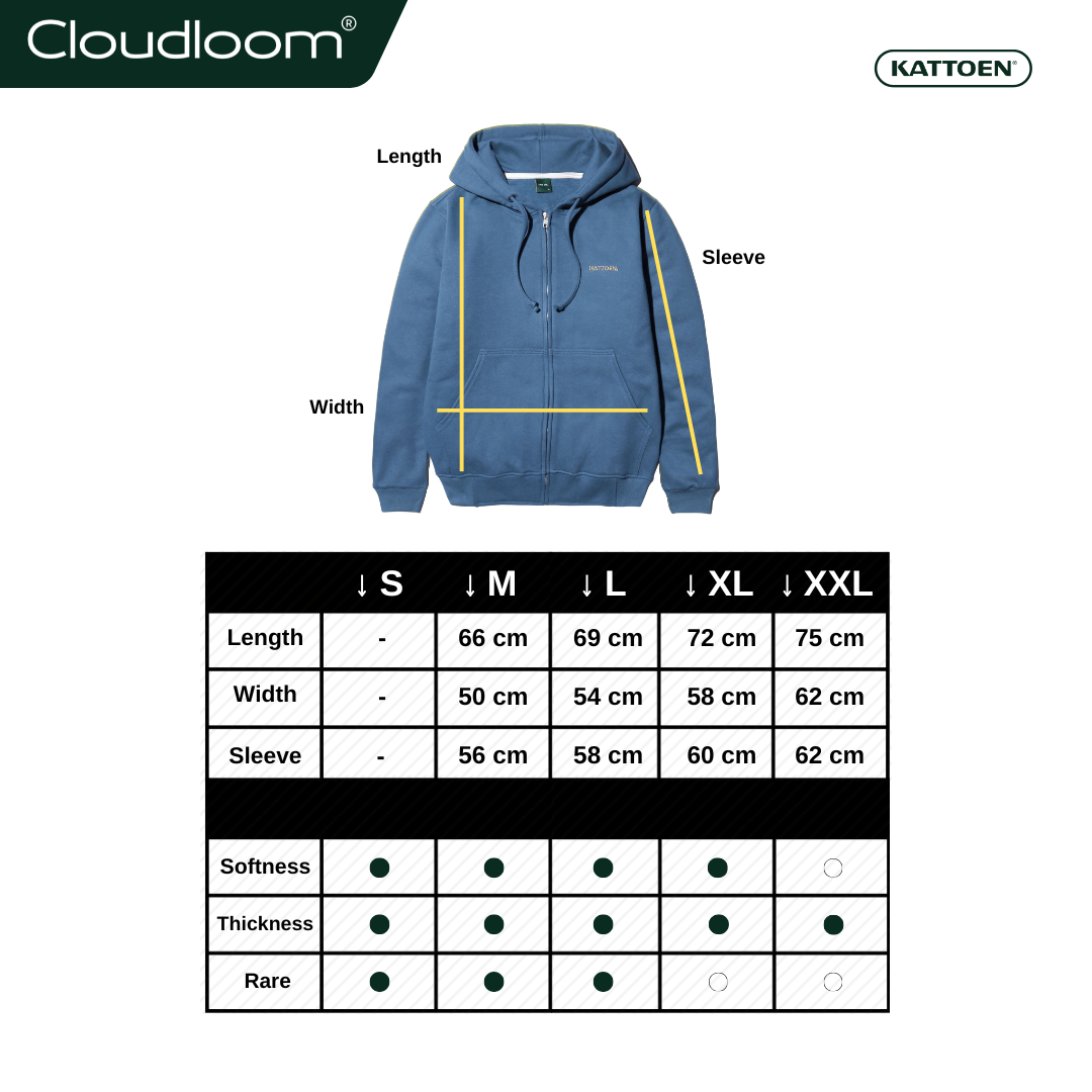 Kattoen - Cloudloom Jacket Jumper Hoodie Polos Aegean Blue - Biru Laut Tua 290 Gsm