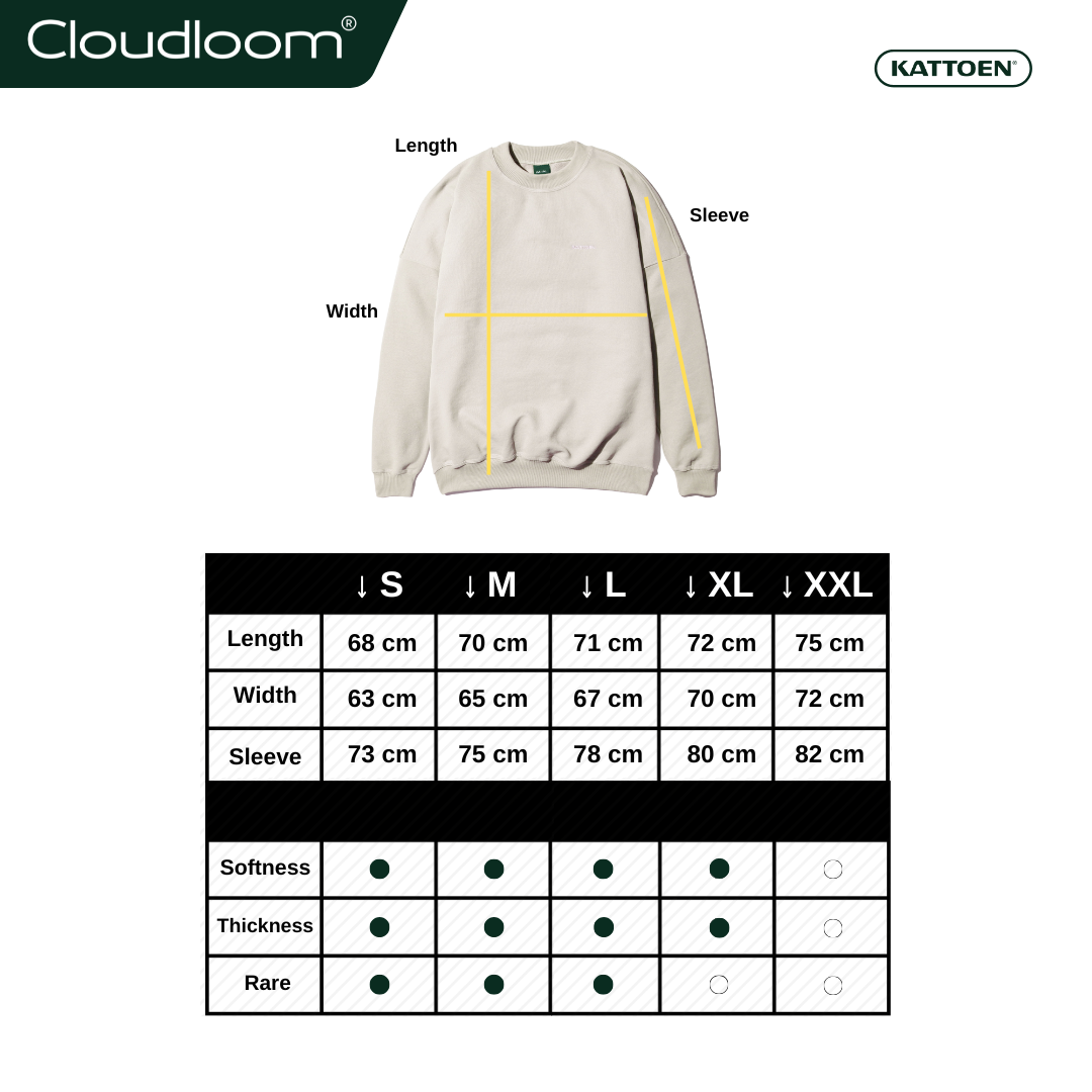 Kattoen - Cloudloom Crewneck Sweater Bone White - Putih Tulang 280 Gsm