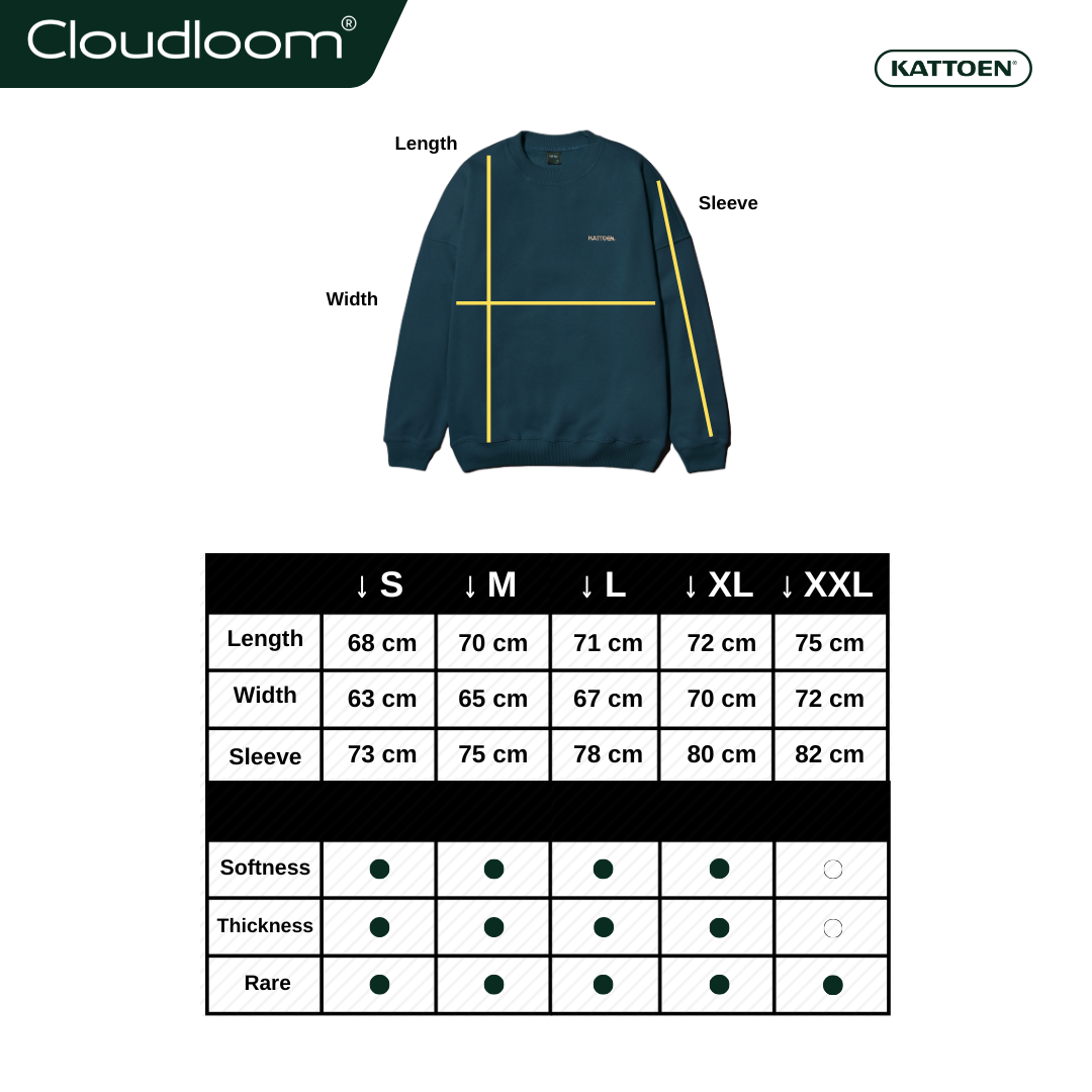 Kattoen - Cloudloom Crewneck Sweater Brayton Dark Green - Hijau Tua 280 Gsm