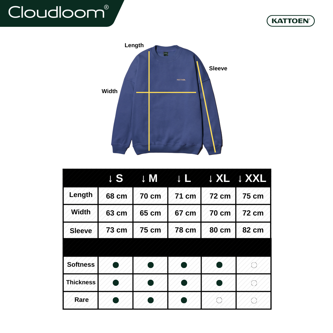 Kattoen - Cloudloom Crewneck Sweater Purple Blue - Ungu Biru Tua 280 Gsm