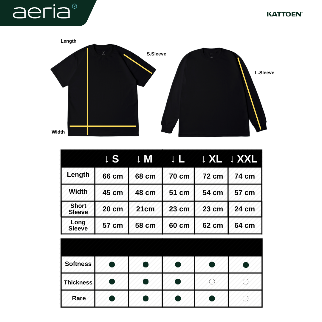 Kattoen - Aeria T-Shirt Black Basic 185gsm