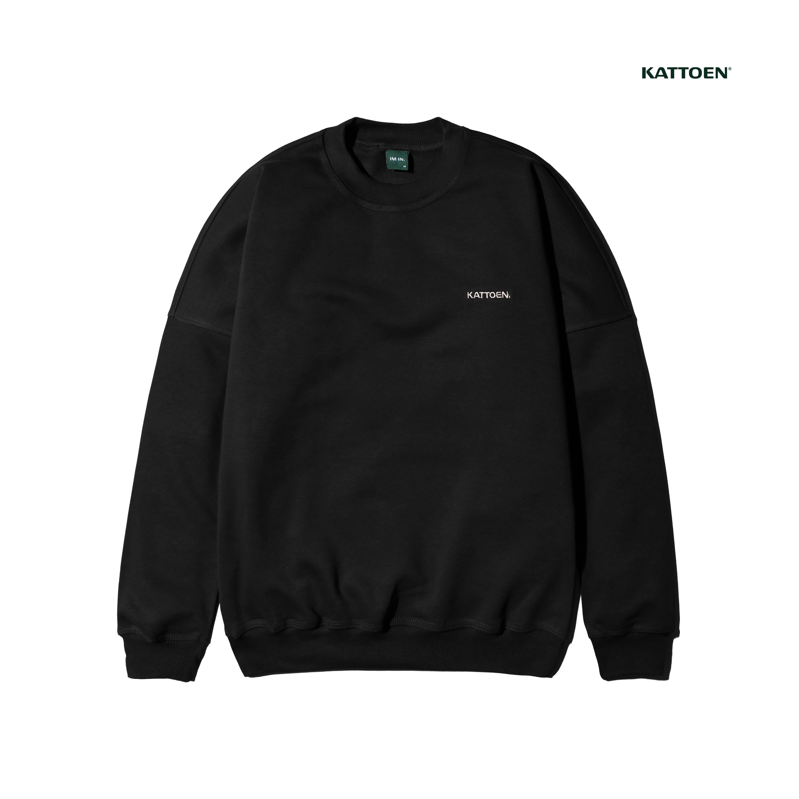 Kattoen - Cloudloom Crewneck Sweater Black - Hitam 280 Gsm