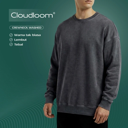 Image of Kattoen - Cloudloom Washed Crewneck Sweater Oversize Polos Series 280 Gsm