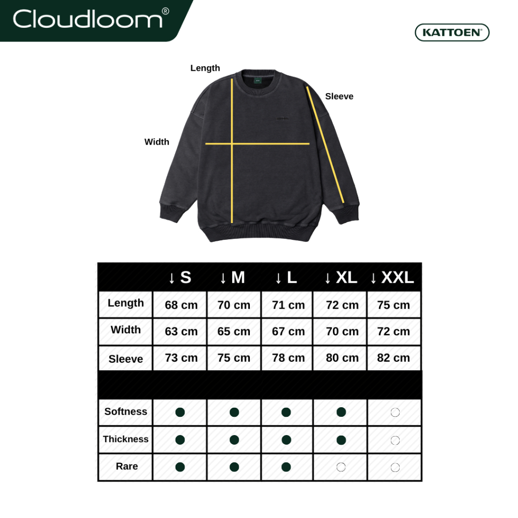 Kattoen - Cloudloom Washed Crewneck Sweater Oversize Polos Series 280 Gsm