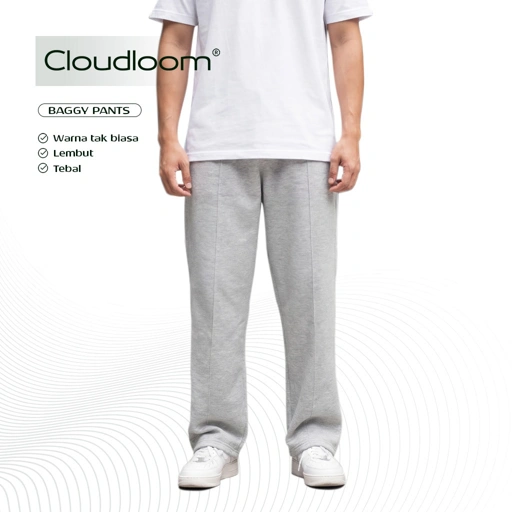 Image of Kattoen - Cloudloom Fleece Baggy Pants Celana Panjang Loose Grey Misty 280 Gsm