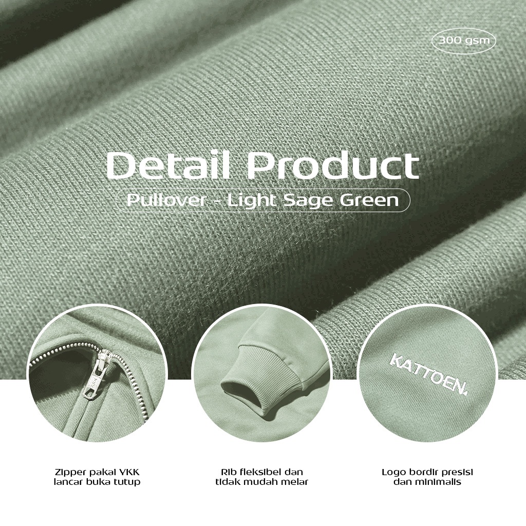 Kattoen - Cloudloom Jacket Jumper Hoodie Polos Light Sage Green - Hijau Muda 280 Gsm