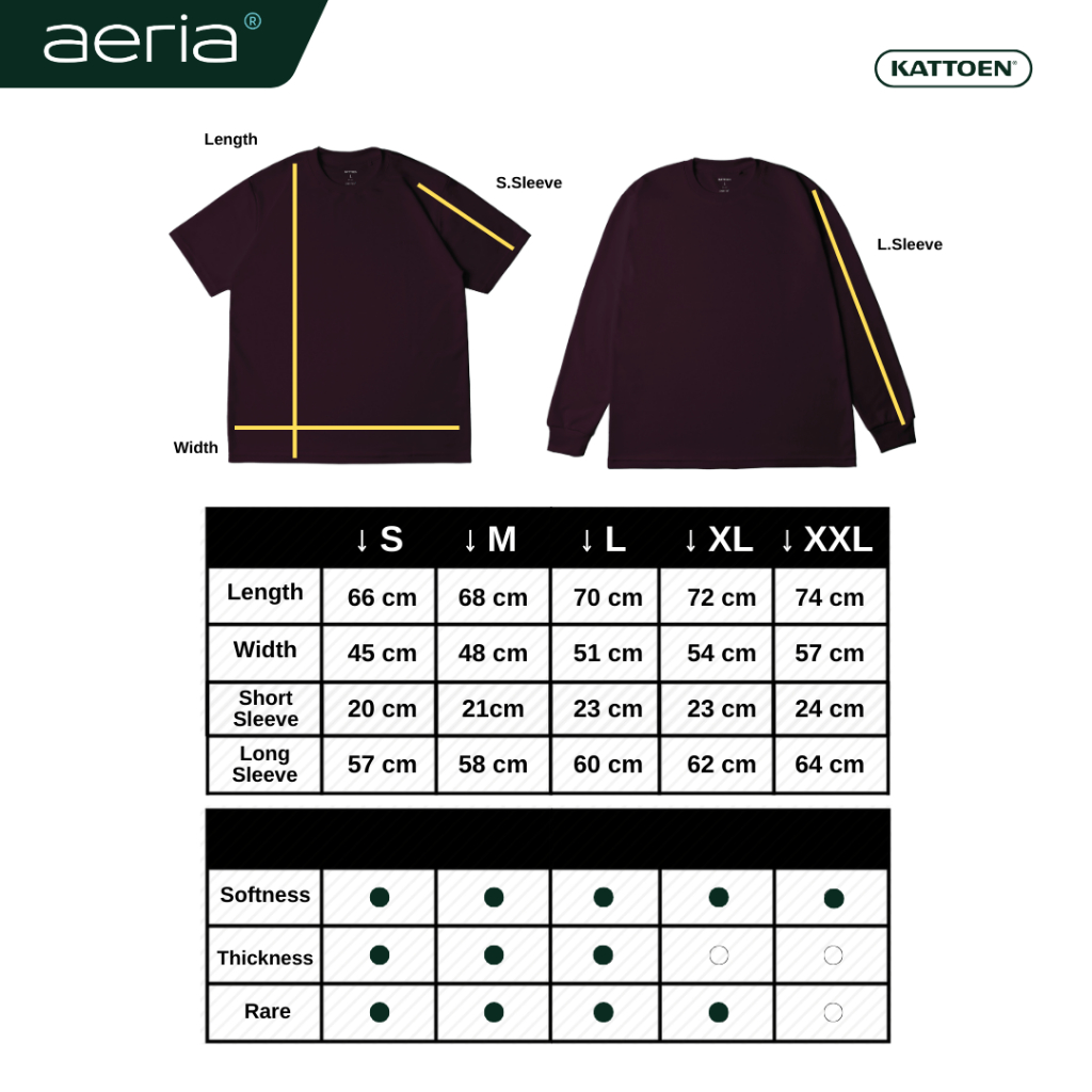 Kattoen - Aeria T-Shirt Burgundy 185 gsm