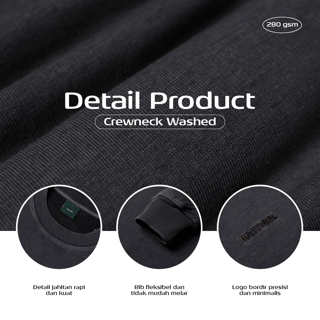 Kattoen - Cloudloom Washed Crewneck Sweater Oversize Polos Series 280 Gsm