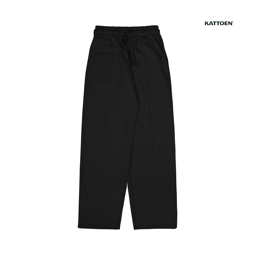 Kattoen - Cloudloom Fleece Baggy Pants Celana Panjang Loose Black 280 Gsm
