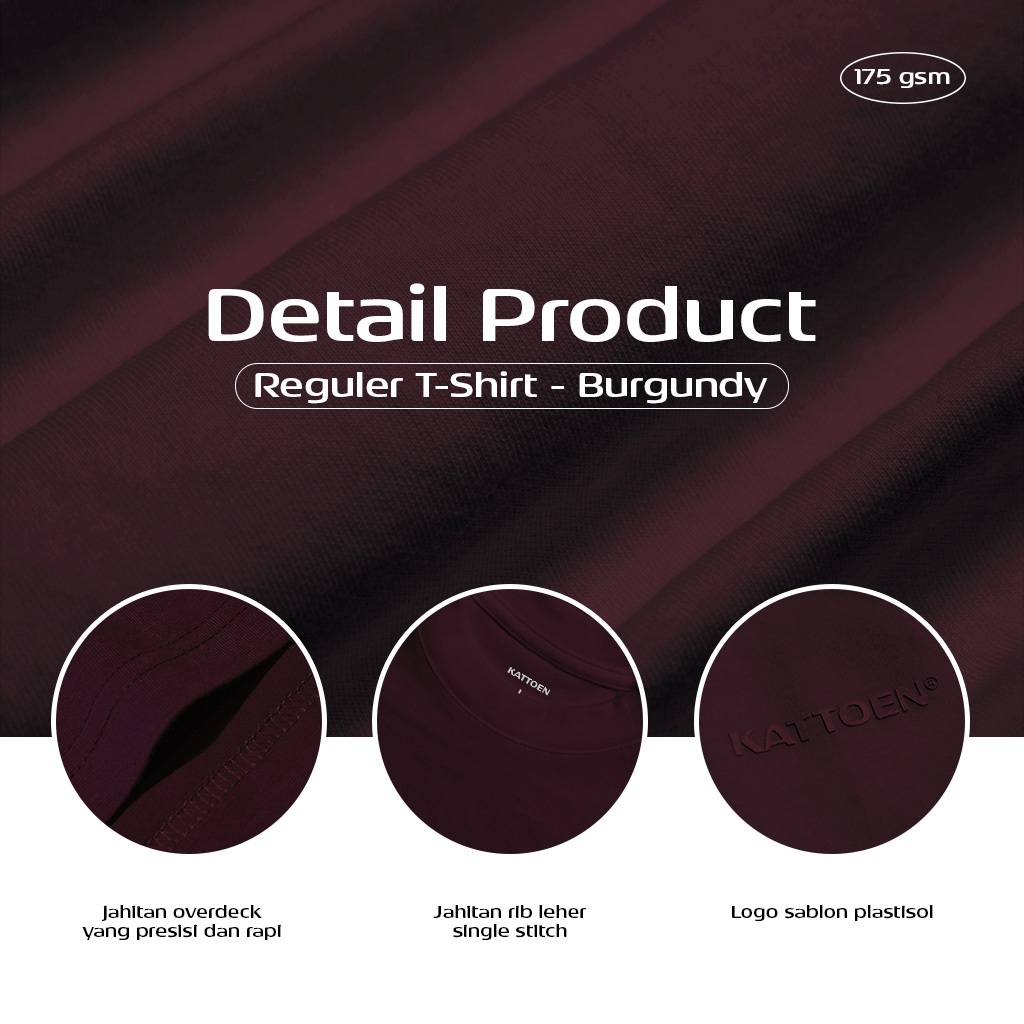 Kattoen - Aeria T-Shirt Burgundy 185 gsm