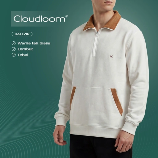 Image of Kattoen - Cloudloom Twotone Half Zipper Broken White 280 Gsm