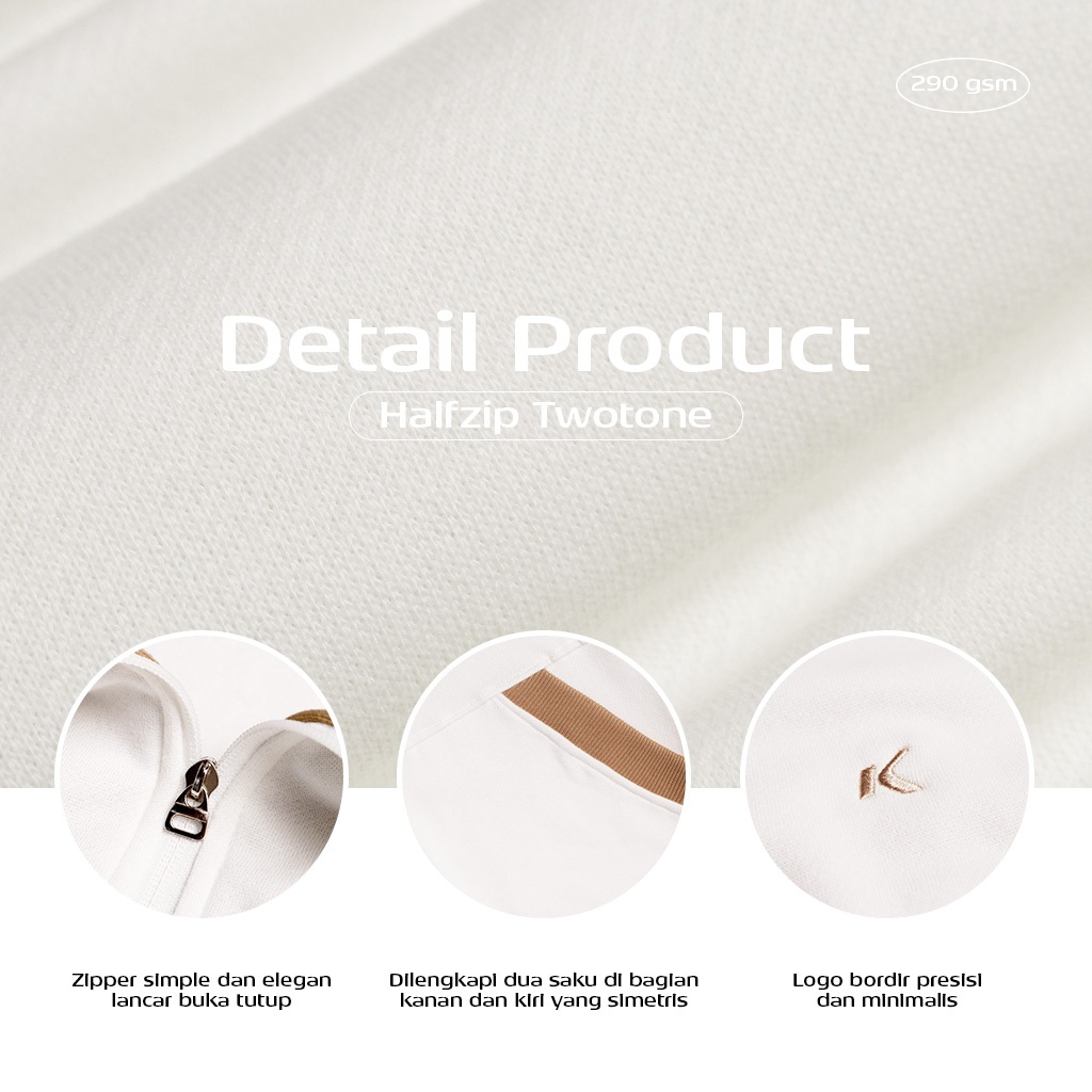 Kattoen - Cloudloom Twotone Half Zipper Broken White 280 Gsm