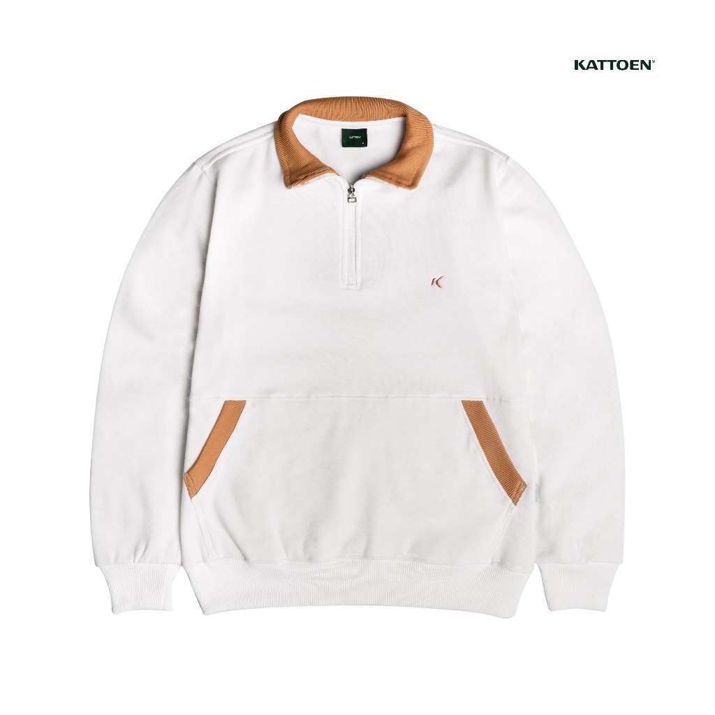 Kattoen - Cloudloom Twotone Half Zipper Broken White 280 Gsm