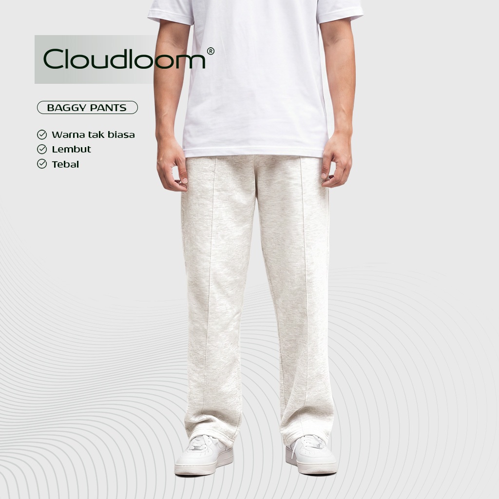 Kattoen - Cloudloom Fleece Baggy Pants Celana Panjang Loose Oatmilk Misty 280 Gsm