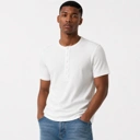 TWELTREE Muscle Fit Rib Henley Short Sleeve White - Kaos Henley Rib Slim Fit Lengan Pendek Pria Putih