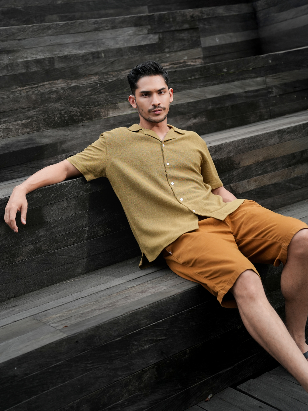 Relaxed Cuban Linen Shirt Moss