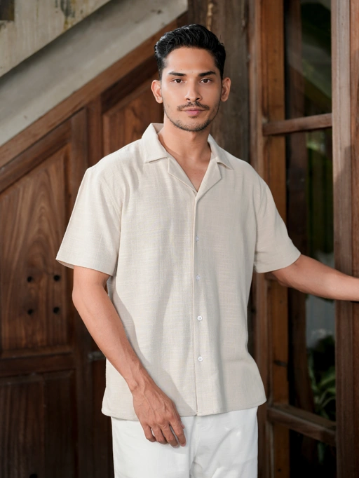 Image of Oversize Cuban Linen Shirt Sand