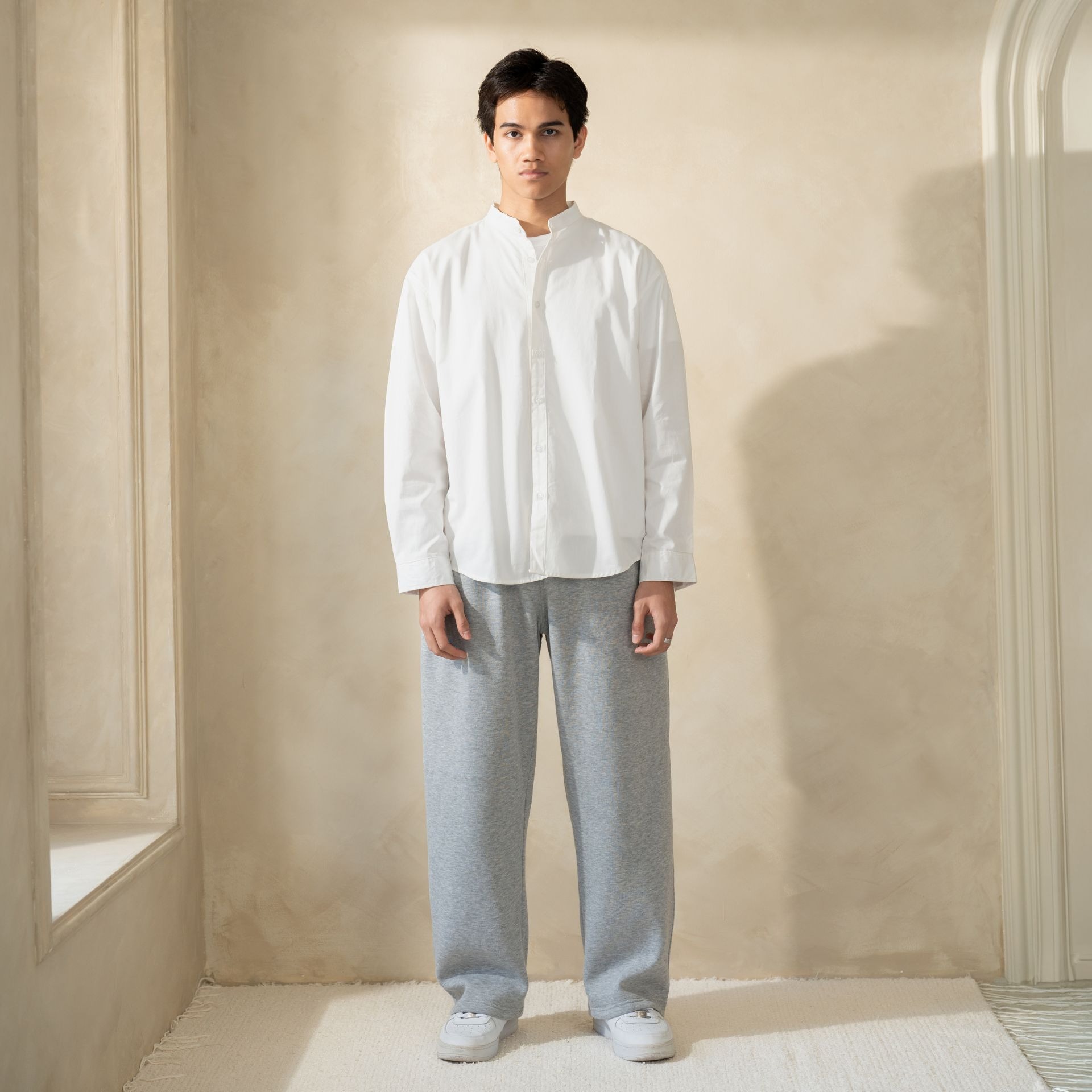 Oversize Grandad Collar Shirt Broken White