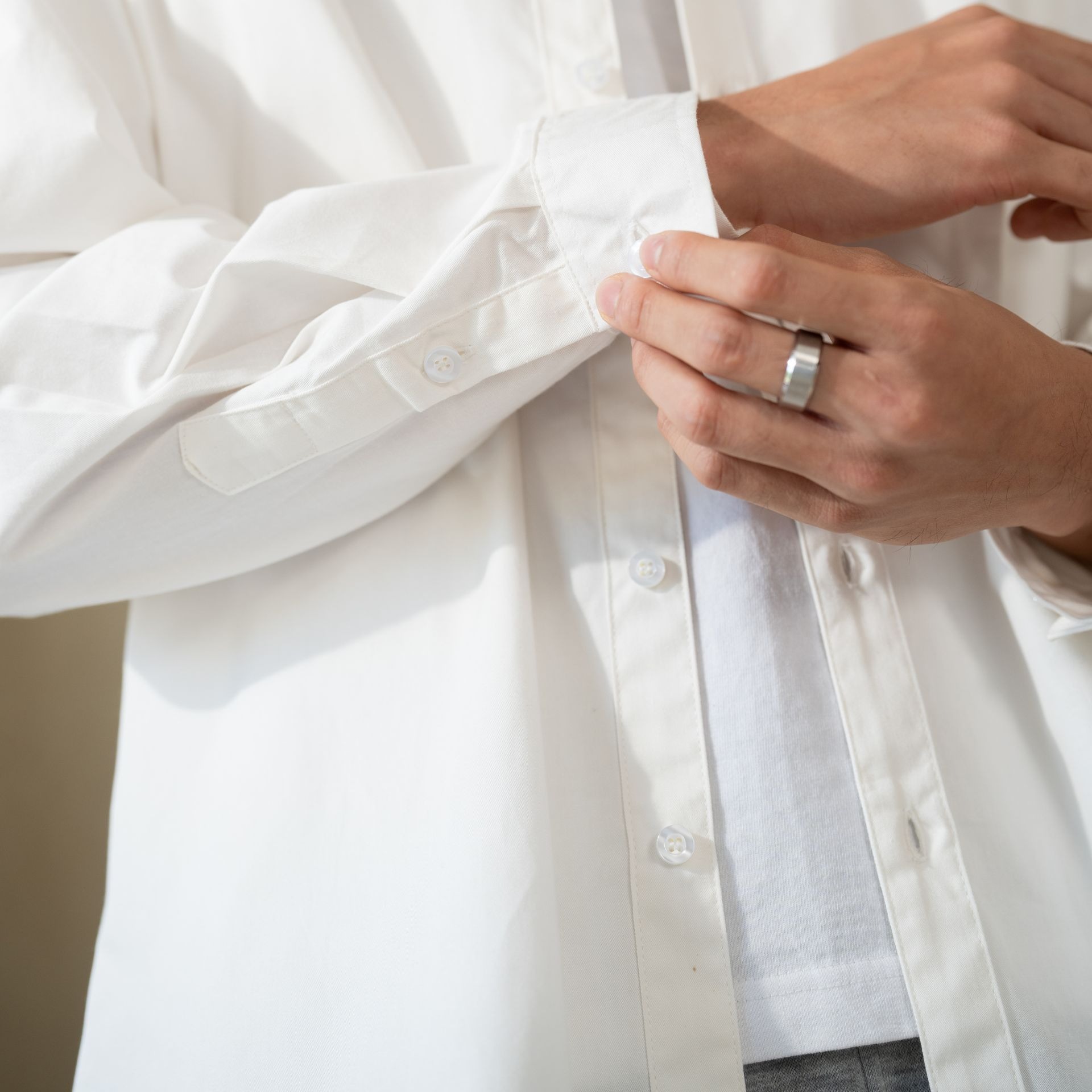 Oversize Grandad Collar Shirt Broken White