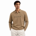 TWELTREE Oversize Boxy Fit Double Pique Polo Shirt Khaki