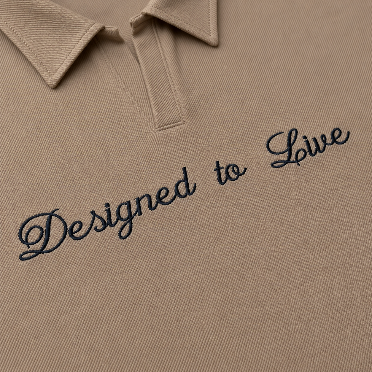 TWELTREE Oversize Boxy Fit Double Pique Polo Shirt Khaki