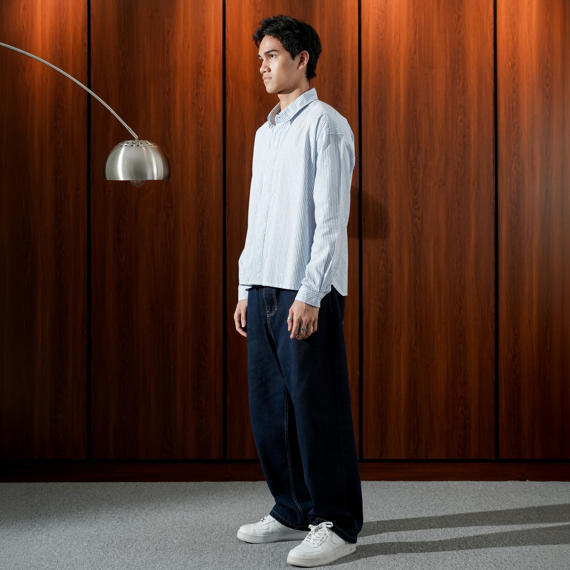 Boxy Oversize Stripe Shirt Light Blue