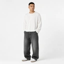 TWELTREE Oversize Boxy Waffle Henley Long Sleeve Off White