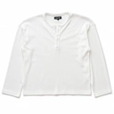 TWELTREE Oversize Boxy Waffle Henley Long Sleeve Off White