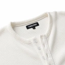TWELTREE Oversize Boxy Waffle Henley Long Sleeve Off White
