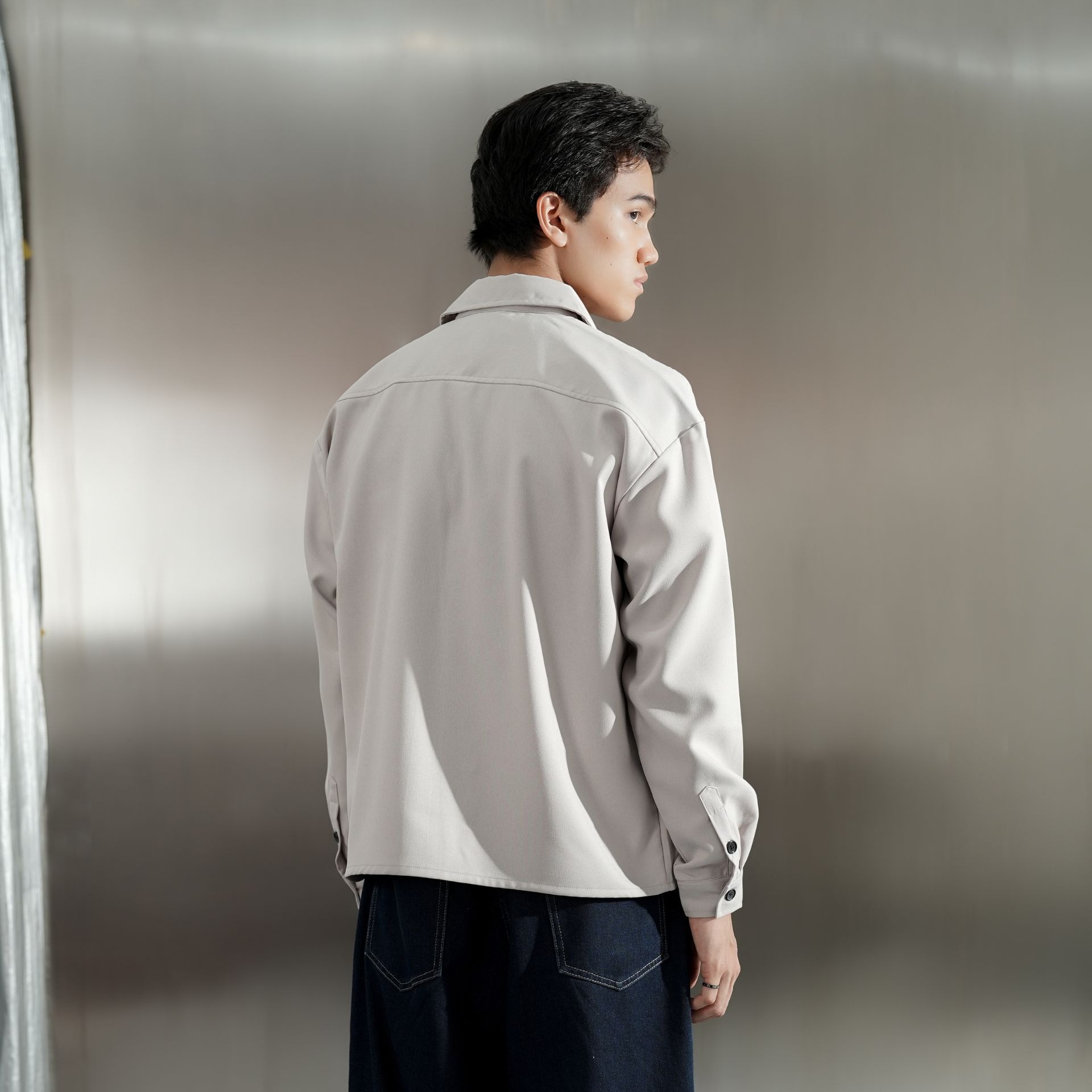 Boxy Oversize Pockets Shirt Cream Beige