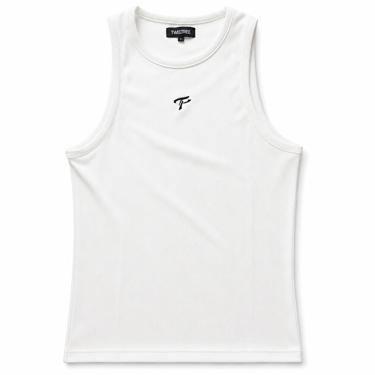 Slim Fit Waffle Knit Tank Top White