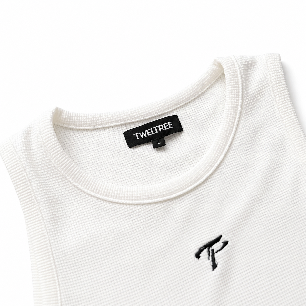 Slim Fit Waffle Knit Tank Top White