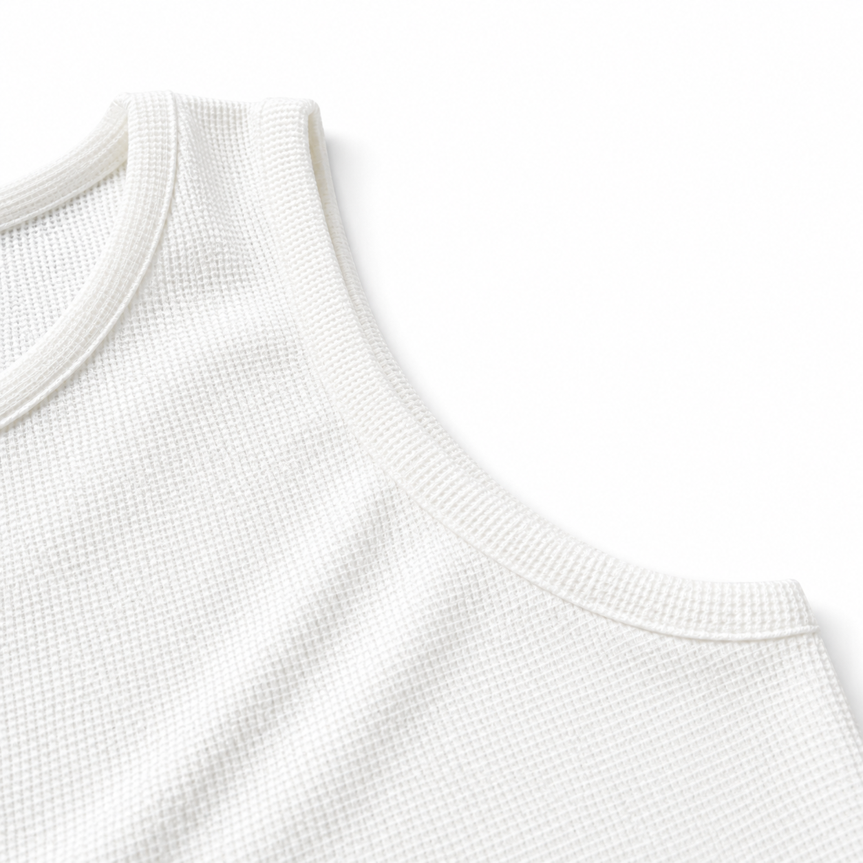 Slim Fit Waffle Knit Tank Top White