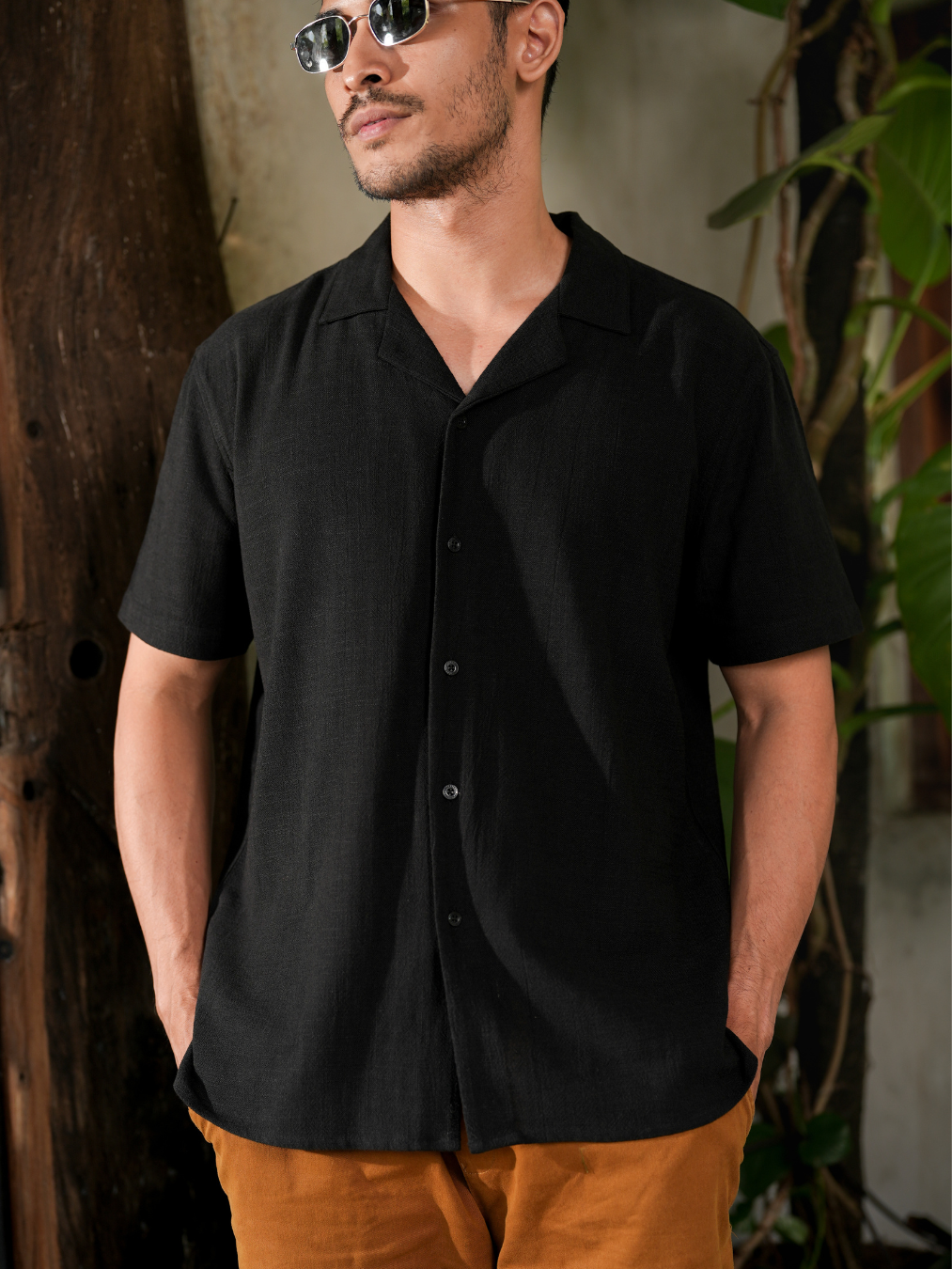Relaxed Cuban Linen Shirt Black